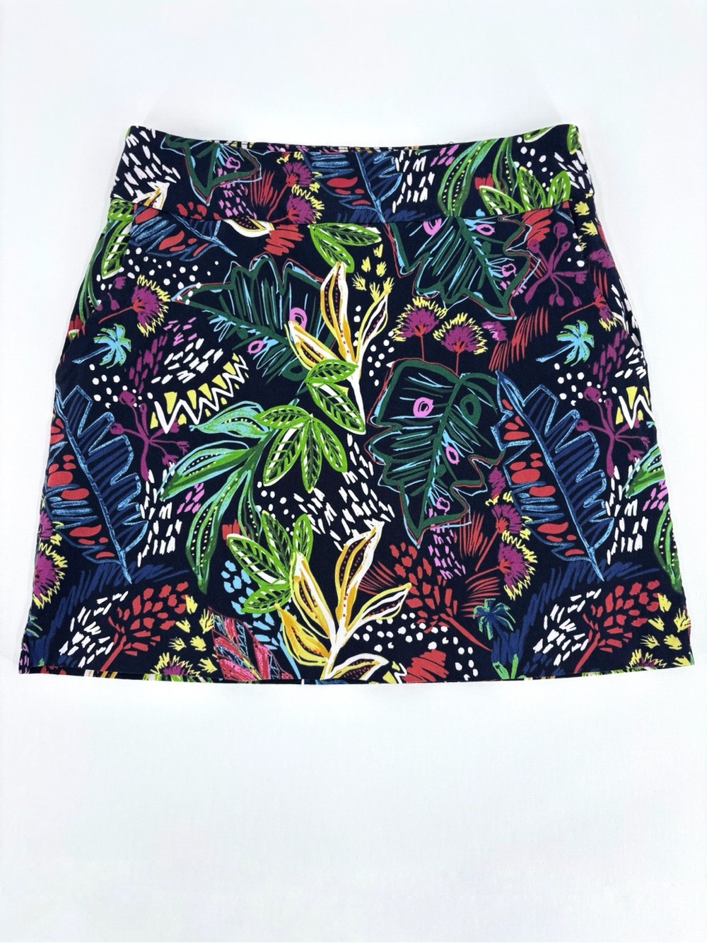 Up! Navy Tropical Floral Print Pull-On Pocketed Mini Skort, 8